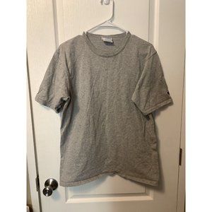 Vintage Champion Shirt Adult Medium Gray Plain With Logo On Sleeve H172